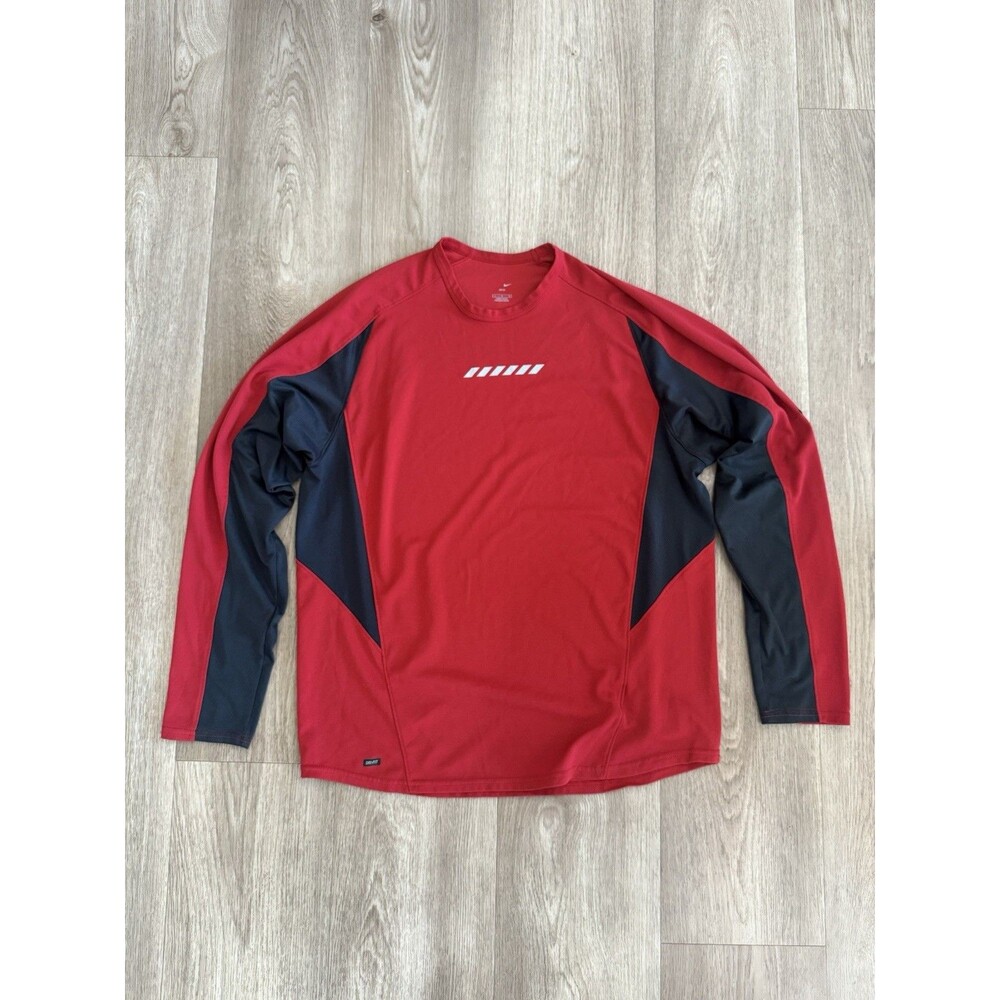 Nike Shirts Mens Large Red DRI-FIT Crewneck Reflective Performance Active